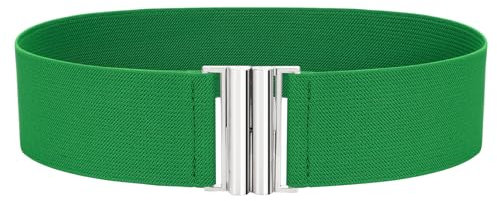 VONMELLI Breiter Elastischer Stretch Gürtel für Damen–Trimmer-Stretchgürtel, Retro Damen Taillengürtel Grün XL