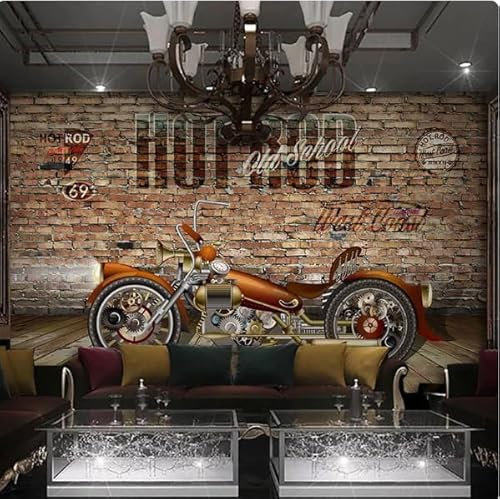vsdhlsidgl Papier peint 3D moto mur de briques murale restaurant café fond décoration murale, 3D, 200x140cm