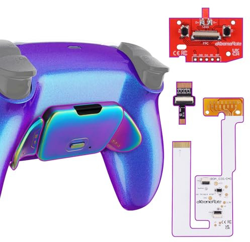eXtremeRate Rise V3 Remap Kit Programmable pour ps5 Manette BDM-030/040/050, Coque Arrière Redessinée avec 2 Palette Métal pour ps5 Manette BDM-030/040/050, Métal Bleu Vert Violet