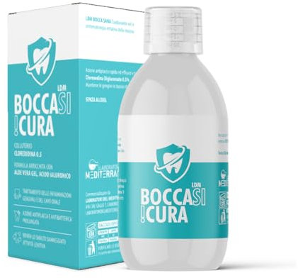 LDM Collutorio Bocca Sicura con Clorexidina 0.50% - Ideale per l'Igiene Orale e per Gengive Infiammate e Sensibili - Senza Alcool, con Aloe Vera e Acido Ialuronico
