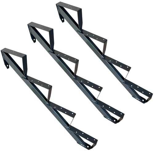 3x Treppenholm Holz-Treppe Treppenwange Treppenrahmen Anthrazit RAL 7016/Wählbar 2-6 Stufen (4 Stufen Holme)