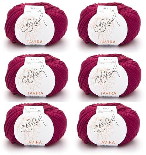 ggh Tavira Box | 6x50g (insg. 300g) Baumwolle zum Stricken oder Häkeln - Farbe 028 - Scharlachrot