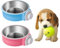 2Pcs Pet Crate Bowls, 2-in-1 Pet Hanging Bowls for Crates & Cages, Removable Stainless Steel Dog Water Food Bowls with Plastic, Non Spill for Puppy Small Dog Cat (Large)