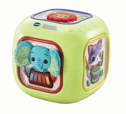 VTech - Cubo sorpresas Música y Animales, Juguete Interactivo, Actividades sensoriales, Aprendizaje temprano, Vocabulario y Conceptos Musicales, Regalo bebés +6 Meses, Versión ESP