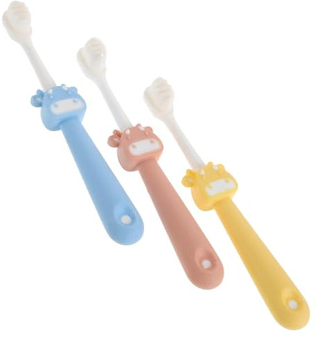 minkissy 3stücke Cartoon-zahnbürste Für Weiche Kleinkindzahnbürste Mit Rutschfestem Griff Für Mundpflegezubehör Mit Feiner Borstenreinigung