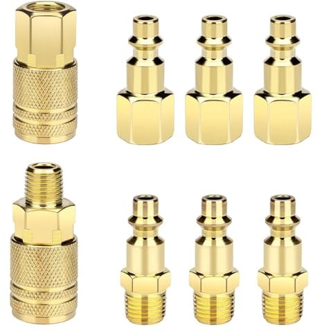 8 Pack Air Hose Fittings 1/4-Inch NPT Quick Connect Air Compressor Fittings, Universal Air Coupler and Industrial Plug Kit (8)