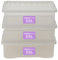 Wham Plastic Storage Boxes With Lids Home Office Stackable Nestable Container Box, 32L Easy fit Underbed Protective Storage Box, 60 x 40 x 18 cm - Tint Grey (Set of 3)