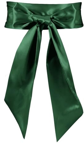 UYRVAPE Damen Satin Gürtel 4cm x 180cm Band Imitated Silk Lange Schal Kleid Bund Hut Zubehör, Grün