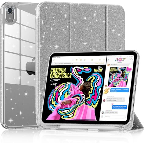 Patamiyar Hülle für iPad (A16) 11. Generation 11 Zoll 2025/iPad 10. Generation 10,9 Zoll 2022, iPad 10,9 Zoll/11 Zoll Hülle mit Stifthalter, Dreifach Faltbares StandHülle mit Auto Schlaf/Wach - Silber