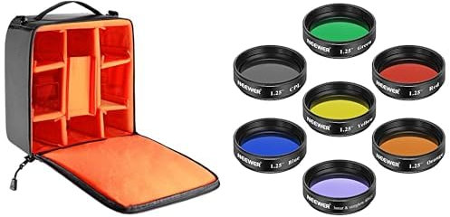 NEEWER Wasserdicht Stoßfest Flexible Partition Kamera Gepolsterte Tasche, SLR DSLR einfügen Schutz Top Griff Tasche, für spiegellose Kameras und Objektive, Filter Set, 3,17cm, Teleskop Mond CPL Filter
