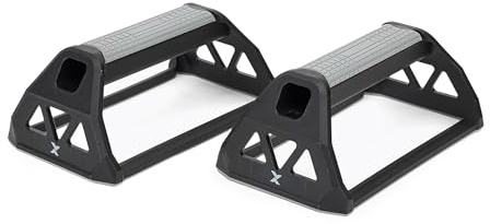TREXO push-up-handtag i svart 19 x 11 x 8 cm Robust, halkfritt golv Tillverkad av slitstark PP och TPR förbättrar styrkan och uthållighetsträning Push-up