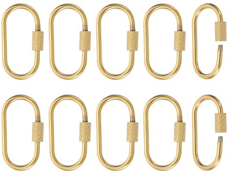 PATIKIL Stainless Steel Screw Oval Lock Charm Clasps, 10Pcs Jewelry Clasp Clip Hook Locking Clasps and Closures with Thread Surface for Necklace Bracelet Making Dangling Pendant, Gold