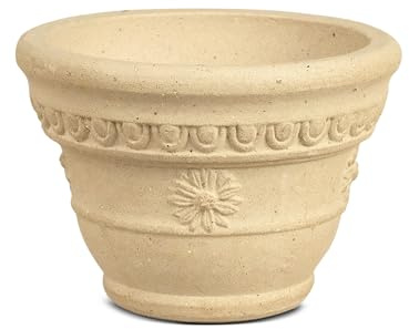 SHIMOST Blumentopf Übertopf aus Keramik, 18,5cm Durchmesser, 12,5cm Höhe, 100% natürlichem Töpferton in Handarbeit mit Abflussloch (Weiß)