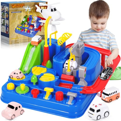 ZZXLOPEZ Auto Spielzeug Rennstrecken, Auto-Abenteuer Spielzeug, Autorennbahn Abenteuer Kinder Set, Spielzeugauto Kinder ab 3 4 5 6 Jahre Jungen Mädchen, Weihnachten Geschenke für Jungen Kinders