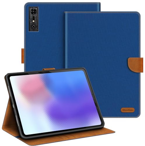 Shantime Leather Case Compatible With ZTE Nubia Red Magic Nova Gaming Tablet 10.9 2024 Protective Cover with Inner TPU Silicone Shell, Built-in Stand and Rugged Drop-Proof(Blue)