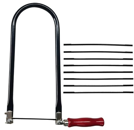 Laubsäge Set, Laubsäge 310mm mit 8 Laubsägeblätter(4 6 8 10), Laubsägebogen für Holzschnitzerei Mit Holzgrifflaubsäge mit Sortierte Sägeblätter Präzise Schnitte Feinsäge Holzarbeiten