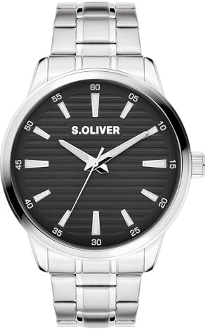 s.Oliver Herrenuhr - 44 mm - analoge Armbanduhr mit Quarzwerk - Chronograph & 3 Zeiger - hoher 5 ATM wasserdicht - Kratzfest
