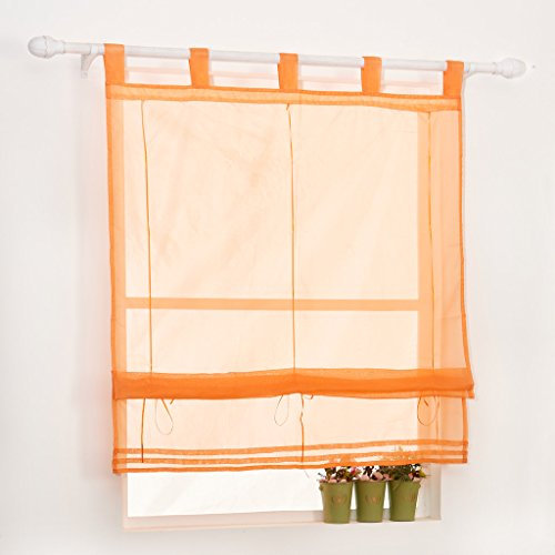 Voile Raffrollo transparent Uni Raffgardine mit Schlaufen BxH 80x140 Orange