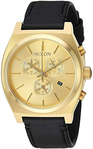 Nixon Herren Chronograph Quarz Uhr mit Leder Armband A1164-510-00