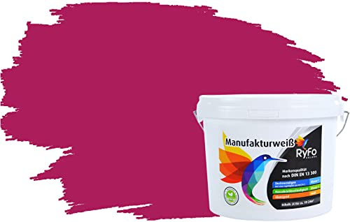 RyFo Colors Bunte Wandfarbe Manufakturweiß Beere 3l - weitere Violett Farbtöne und Größen erhältlich, Deckkraft Klasse 1, Nassabrieb Klasse 1