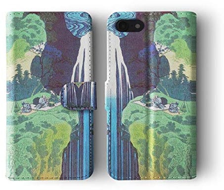 Tirita Phone Case Compatible with iPhone 7/8 / SE 2020 / SE 2022 Flip Book Wallet Cover PU Leather Japanese Art Hokusai The Amida Falls