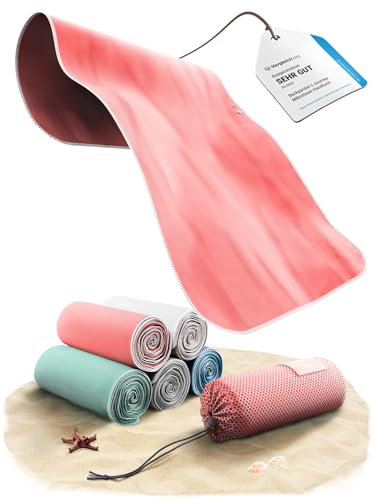 Backpacker's Journey Mikrofaser Handtücher in S M L XL. Reisehandtuch Sets leicht, schnelltrocknend, saugfähig und antibakteriell (Lachsfarben XL)