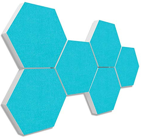 platino24 Schallabsorber COLORE aus Basotec G+ I Akustikpaneele mit Akustikfilz I Wand-Paneele mit 6 Waben in Türkis I Akustikplatten zur Schalldämmung in Büro, Studio & Wohnung
