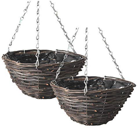 Cabilock 30CM Blumenampel Seil Hängeampeln Hängepflanztopf Wand Hängend Blumentopf Pflanzschale Sukkulenten Töpfe für Indoor Outdoor Balkon Garten Schwarz 2 Stück