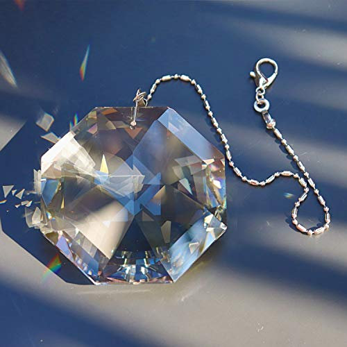 Hängeprisma Suncatcher aus Kristall, 80 mm, Hersteller Regenbogen mit transparentem Anhänger, mit Kette für Fenster, hängende Ornamente für die Dekoration von Garten zu Hause, Weihnachtshochzeit
