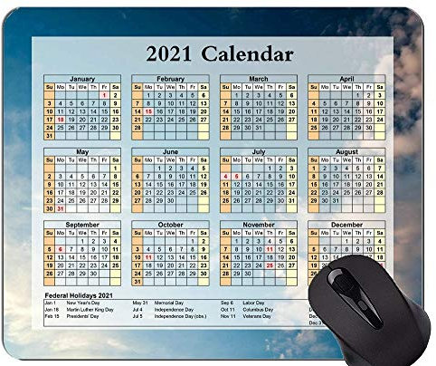 Kalender für 2021 Jahre Mouse Pad, Cloudous Blue Sky Mousepads