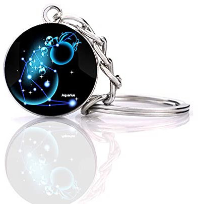 JWPavilion Zodiac 12 Constellation Glow In The Dark Creative Galaxy Schlüsselanhänger, Wassermann 1, Einheitsgröße