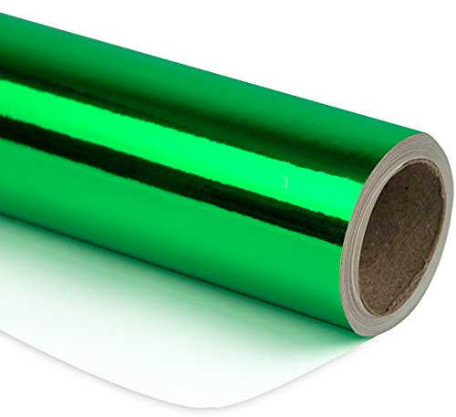 RUSPEPA Papier D'Emballage Métallique Vert - Mini Rouleau - Papier De Couleur Unie Parfait Pour Mariage, Anniversaire, Noël, Baby Shower - 43 cm X 10 m