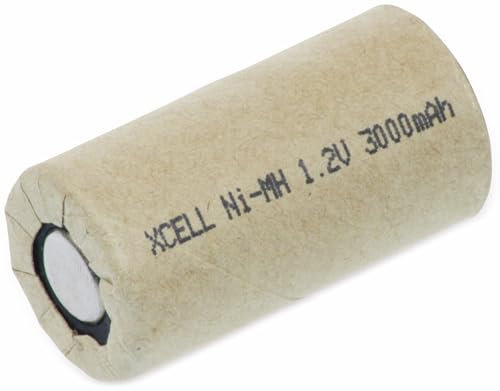 XCELL NiMH-Sub-C-Zelle-Akku Pappmantel, 1,2V-/3000mAh, 43x22,5 mm
