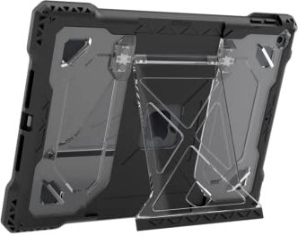 MAXCases Shield Extreme-X2 Hülle schützt iPad 9/8/7, bietet unbegrenzte Betrachtungswinkel – schlankes, robustes, starre Rückwand (25.9 cm) (graue Stoßstange, schwarze Lünette)
