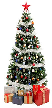Ruiqas Grande adesivo da parete con albero di Natale, decorazione per vetrine