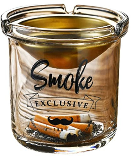 Cendrier de cigarettes en verre avec acier inoxydable amovible en forme d'entonnoir, empêchent efficacement le plateau de cendres de cendres, cendriers intérieur extérieur extérieur ( Color : Gold-A )