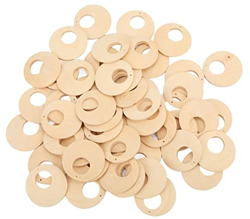 Holz Schmuck Rohlinge, 50 Stück Holz Ohrring Rohlinge Hohl Runde DIY Machen Einfach Färben Verschleißfest Leichte Schmuckherstellung Zubehör