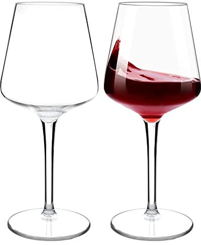 COOKY.D Unbreakable Long Stem Red White Wine Glasses Large Tritan-Plastic Drinkware Sets Gift Bpa Free Dishwasher Safe 445 ML/15.6 OZ, Set of 2