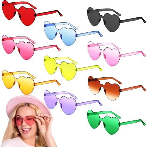 10 Stück Herzbrille,Partybrille Herz Sonnenbrille Lustig,Hippie Brille Bride to be für Damen,Partybrillen für Kleid Kostümzubehör,Geburtstagsfeier Valentinstag,Alltagsgebrauch Kinder und Erwachsene