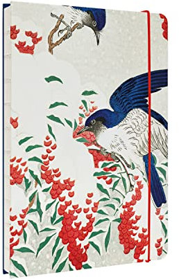 Kokonote: Quaderno Puntinato Japanese Flycatchers | Quaderno A5 con rilegatura a mano, copertina rigida e chiusura elastica, carta d'avorio 90g/m², ideale come bullet journal o quaderno appunti