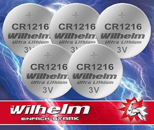 5 x CR1216 CR 1216 WILHELM Lithium Knopfzelle 3V 26 mAh ø12 x 1,6 mm Batterie DL1216