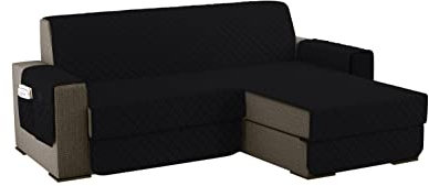 sevi's Sofabezug L Form 200cm Wasserdicht, Sofa überzug Ecksofa Reversibel Kratzfest Fleckenresistent - Sofa Cover für Katzen und Hunden - Schwarz