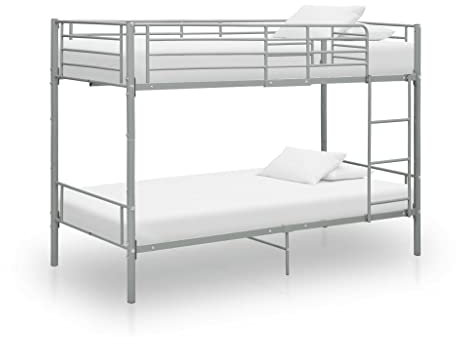 INLIFE Etagenbett Grau Metall 90×200 cm-7911