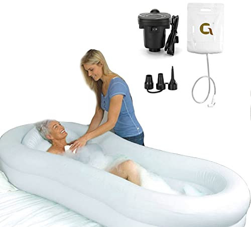 JIONET Inflatable Bathtub Shower System, Inflatable Adult Bath Tub with Bath Kit and Air Pump for The Elderly, Disabled, Seniors (Color : White)