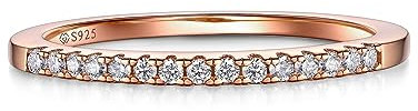 MomentWish Eternity Ring, Moissanit Diamant Ring Silber Damen Rosegold, Ring Damen Herren Verlobung Hochzeit Ehering Verlobungsring Ewigkeitsringe Größe50
