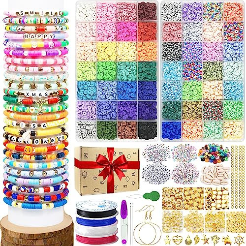 11788 Stück 56 Farben Clay Perlen Zum Auffädeln, Perlen Set 6mm Perlen für Armbänder, Perlenset Polymer Clay Beads für DIY Schmuck Armbänder Halskette Ohrringe Kette für Kinder Erwachsene