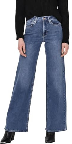 ONLY ONLMADISON Blush HW Wide DNM CRO372 Noos, Medium Blue Denim, XL / 32L Femme
