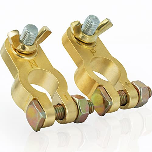 1 Pair Battery Terminal Connector, Cable End Connector Compatible With Car, Van, Truck Marine Boat RV etc, Top Post Battery Terminals End Clamp Set by KeeRoarin