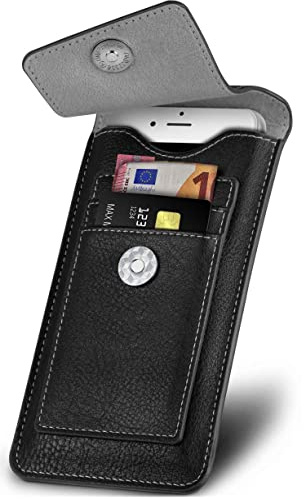 ONEFLOW Zeal Case für Samsung Galaxy XCover 5 Handytasche zum Einstecken mit Kartenfach, Handy Gürteltasche PU Leder 360 Grad Schutz Hülle Minimalistisch, Handyhülle mit Magnet, Schwarz