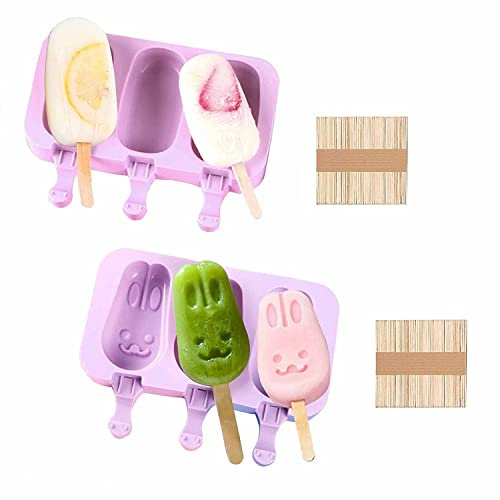 Stampi per ghiaccioli in Silicone, stampi per ghiaccioli, stampi per ghiaccioli, per stampi per torte, stampi per gelato dessert surgelati con 2 stampi e 100 bastoncini per ghiaccioli